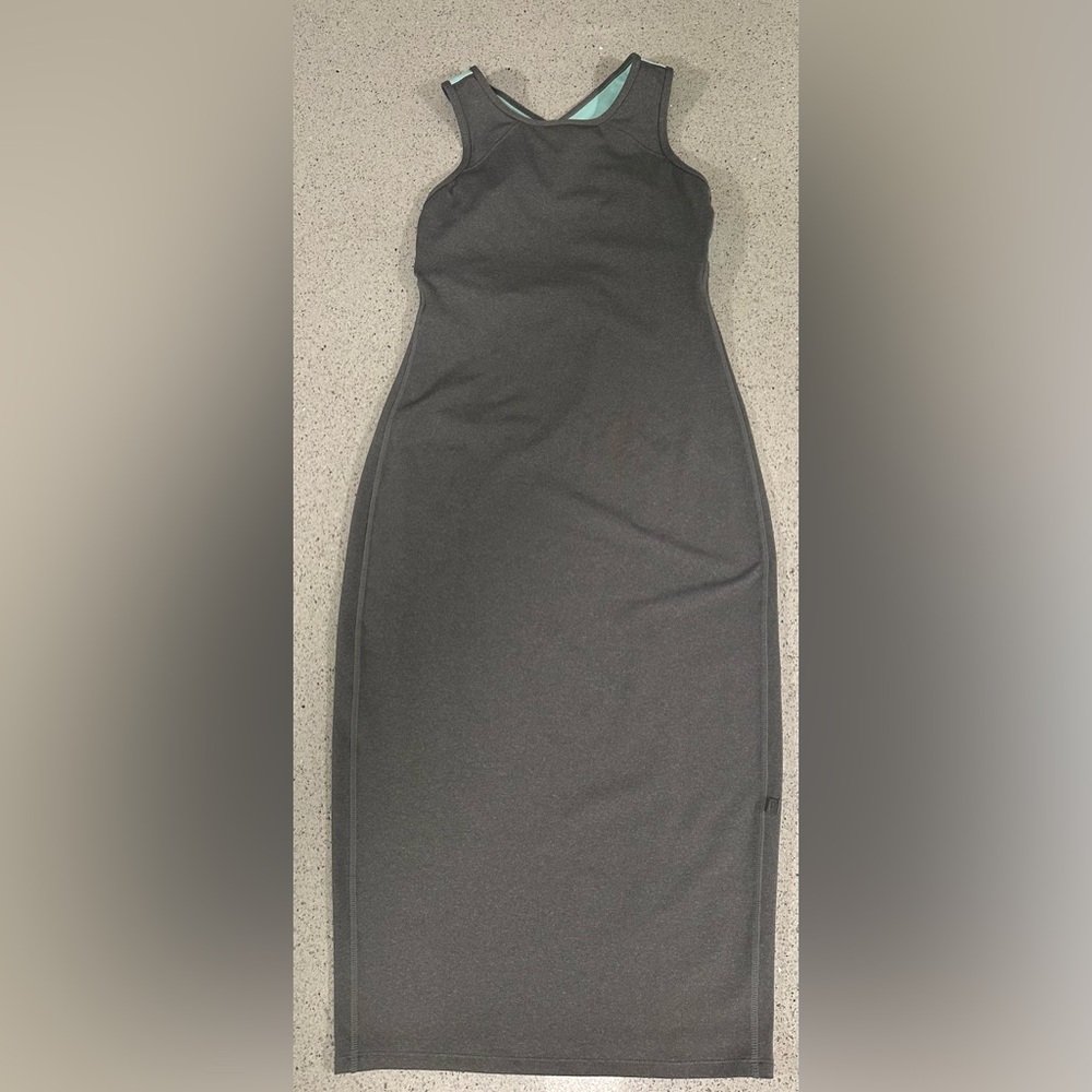 Lululemon Picnic Play Dress Gray Blue Cross Back Built-In Bra XS 2 4